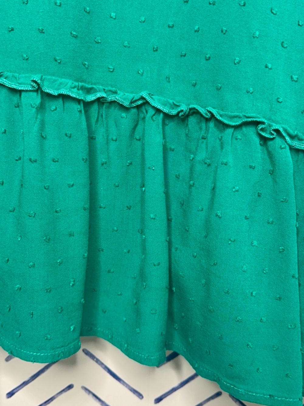 Francesca’s Swiss Dot Pom Pom Ruffled Mini Beach Dress sundress Size Small green - Picture 8 of 8
